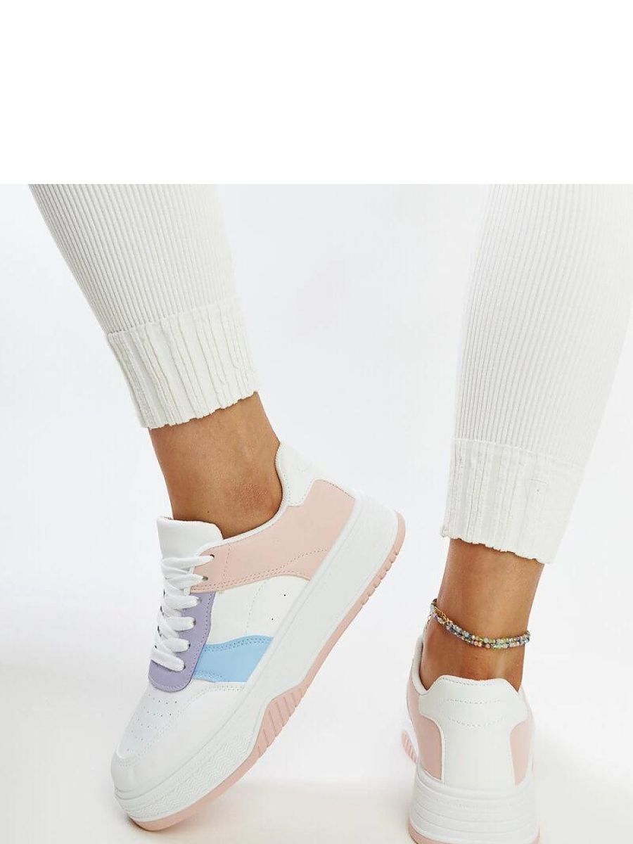 Biało-różowe sneakersy na grubszej podeszwie Rafida - Solea - obrazek 5