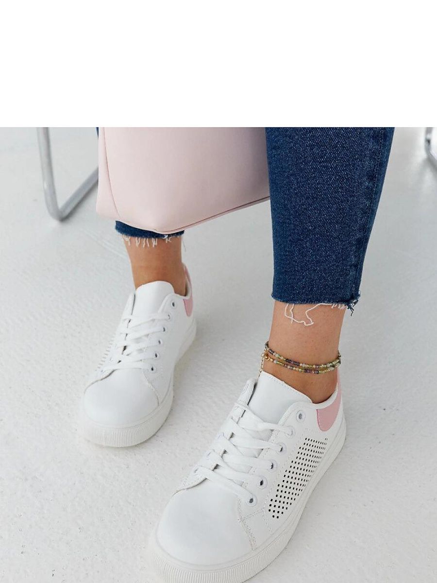 Biało-różowe ażurowe sneakersy Semhar - Solea - obrazek 4