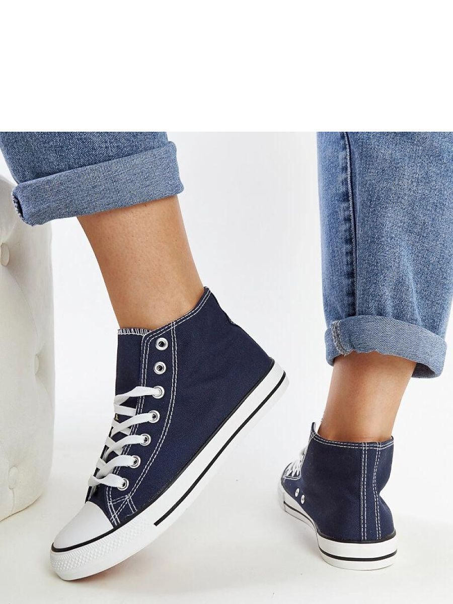 Granatowe wysokie trampki Eliska - Solea - obrazek 4