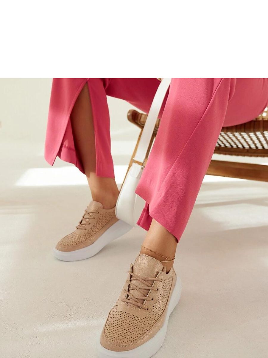 Złote sneakersy na platformie Lori - Solea - obrazek 5