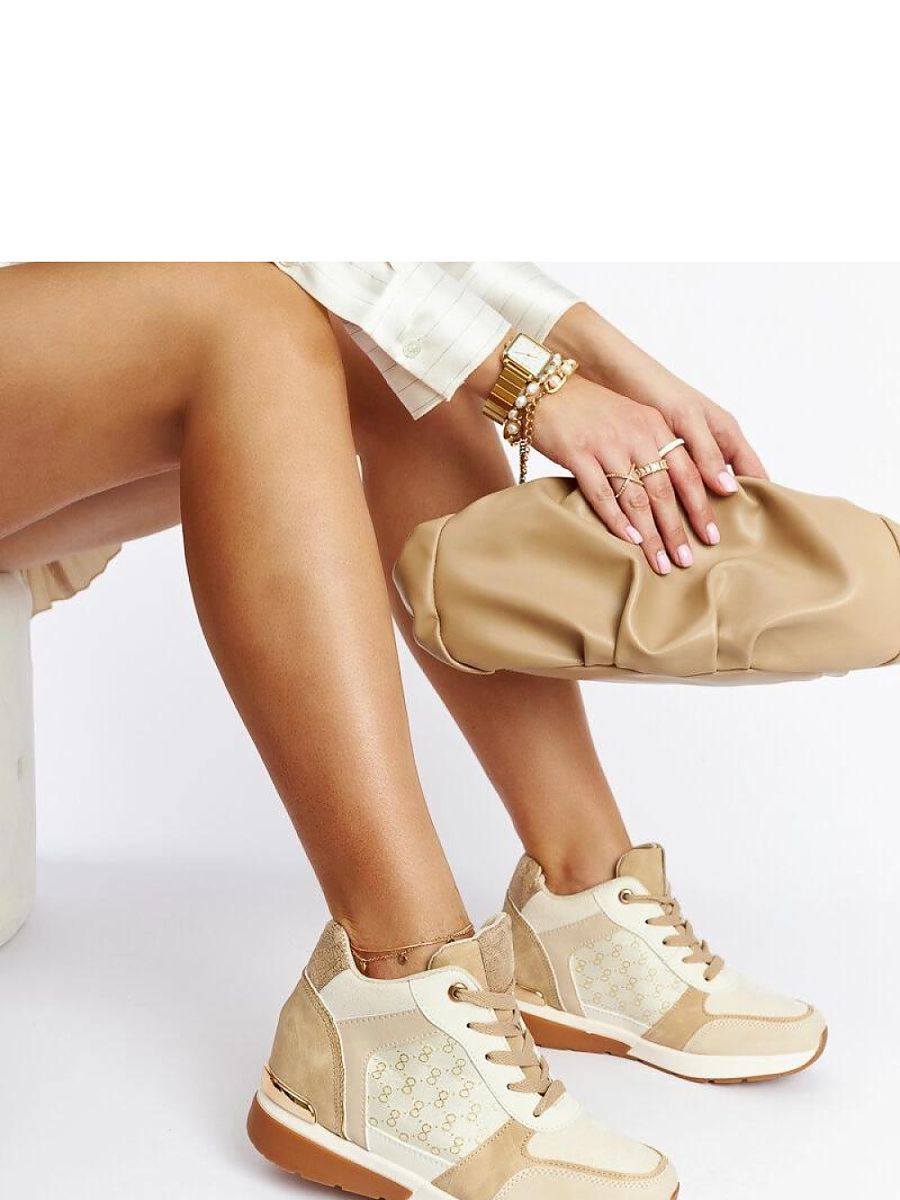 Beżowe sneakersy na koturnie Chestnut - Solea