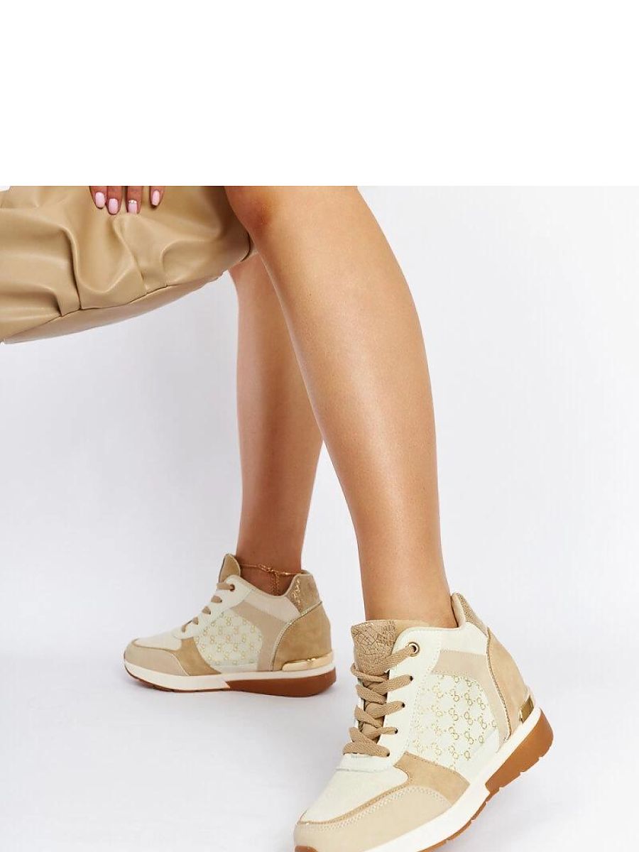 Beżowe sneakersy na koturnie Chestnut - Solea - obrazek 2