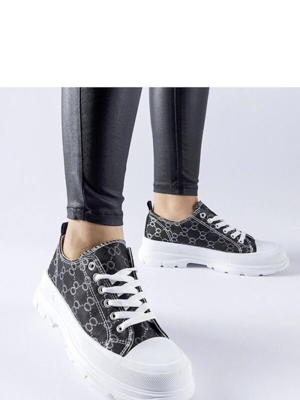 Czarne trampki zdobione monogramem Antonella - Solea