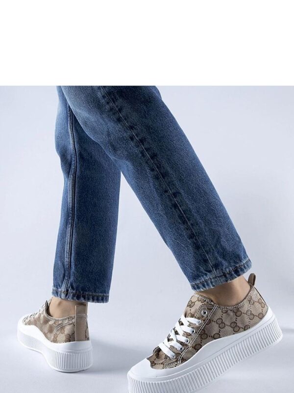 Brązowe trampki zdobione monogramem Cavi - Solea