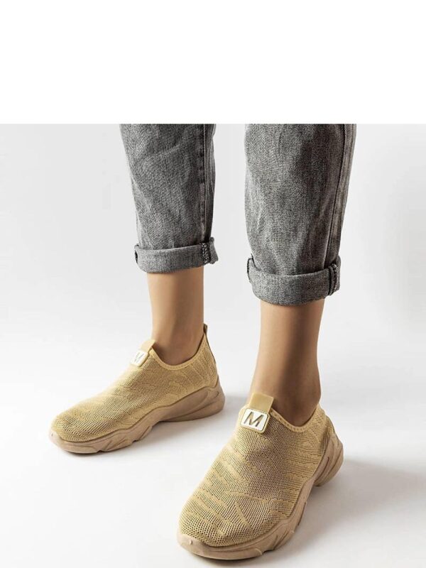 Ciemnobeżowe materiałowe buty sportowe damskie Aaron - Solea