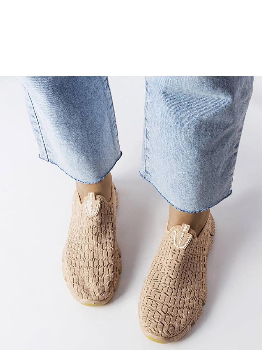 Beżowe sportowe sneakersy wsuwane Obenor - Solea - obrazek 2