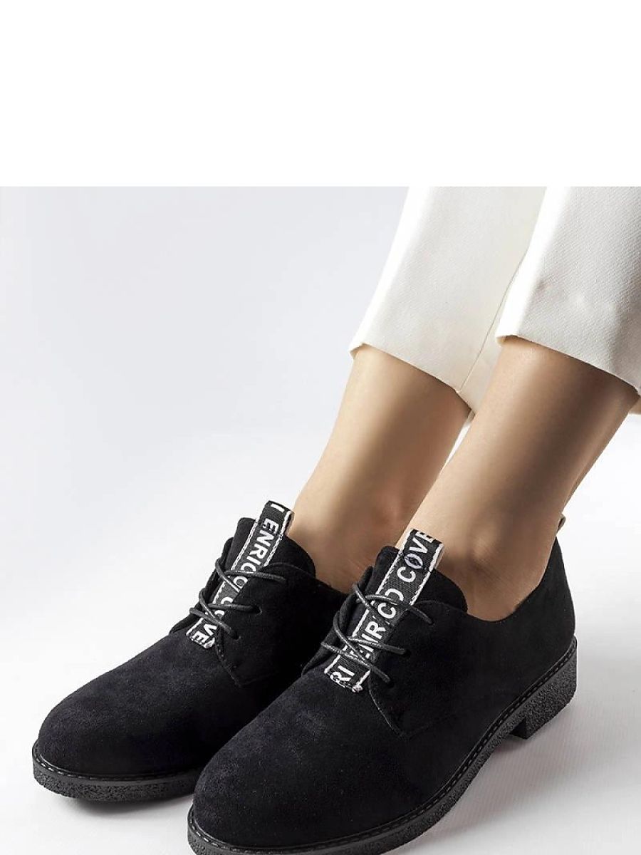 Czarne półbuty z eko-zamszu Sunderland - Solea - obrazek 2