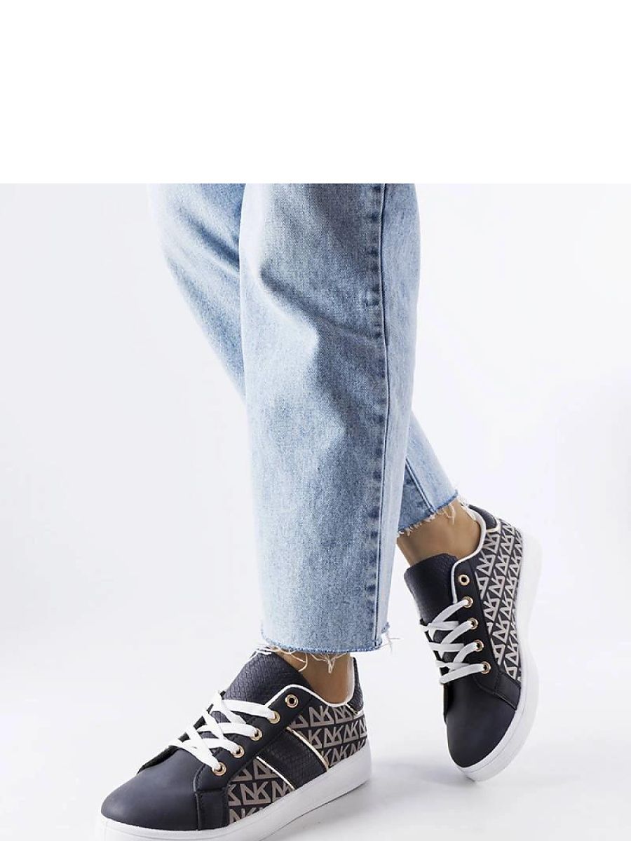 Granatowe sneakersy zdobione monogramem Bolduc - Solea