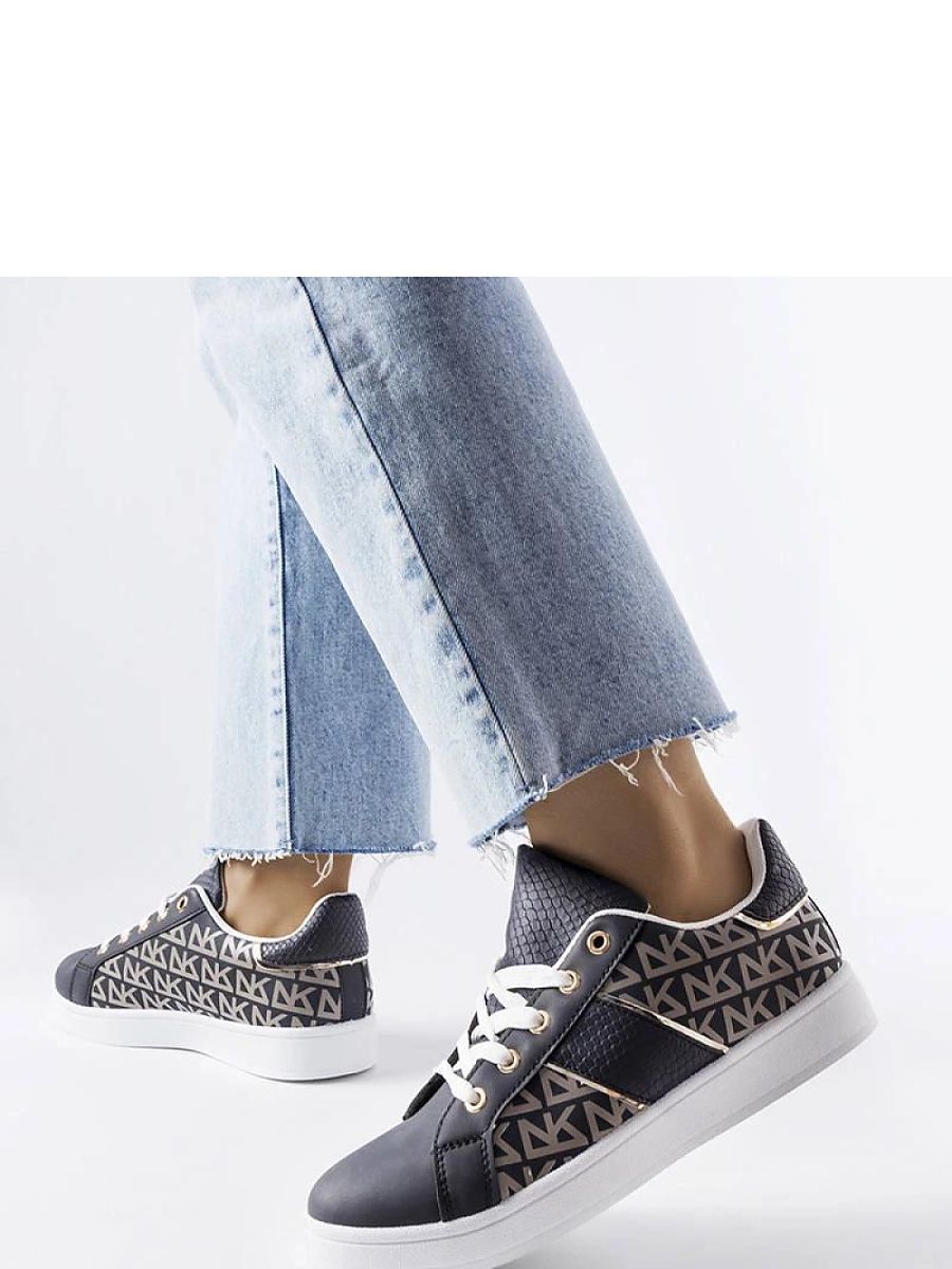 Granatowe sneakersy zdobione monogramem Bolduc - Solea - obrazek 2