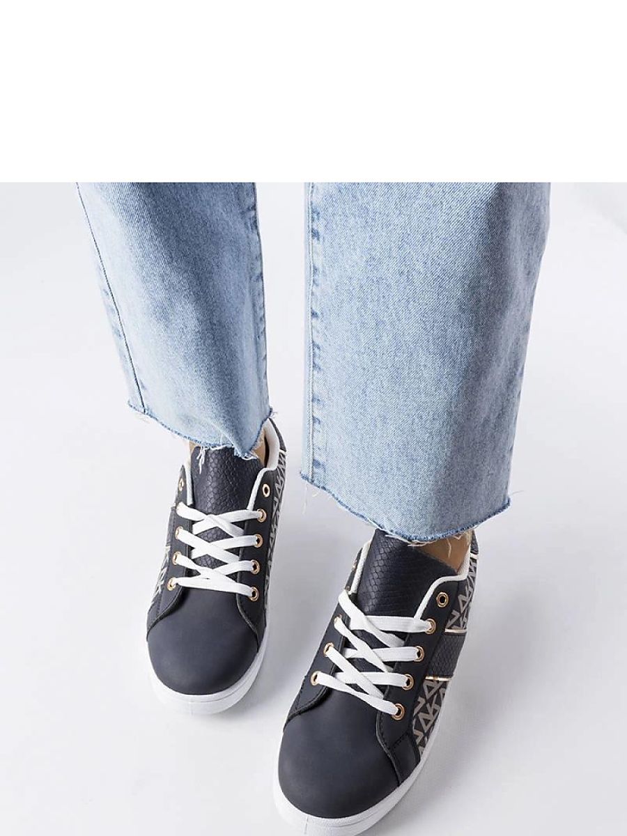 Granatowe sneakersy zdobione monogramem Bolduc - Solea - obrazek 3