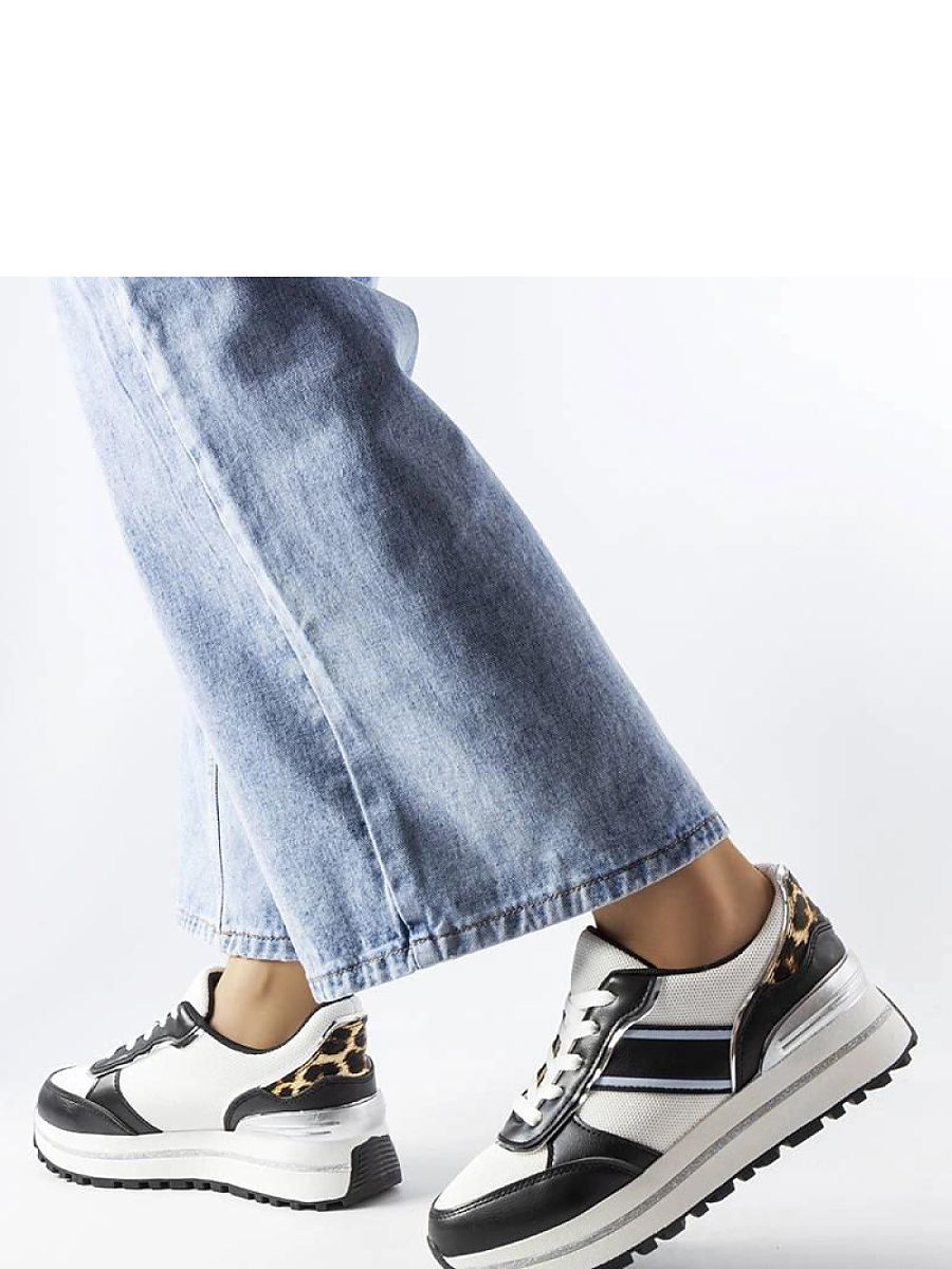 Czarne sneakersy z brokatowymi wstawlami Lang - Solea - obrazek 2