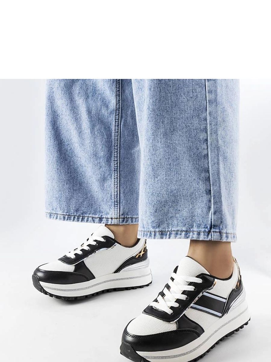 Czarne sneakersy z brokatowymi wstawlami Lang - Solea - obrazek 3