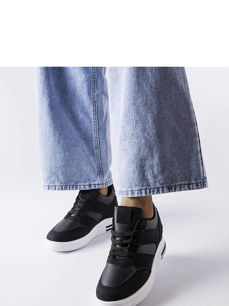 Czarne sneakersy na koturnie CinqMars - Solea