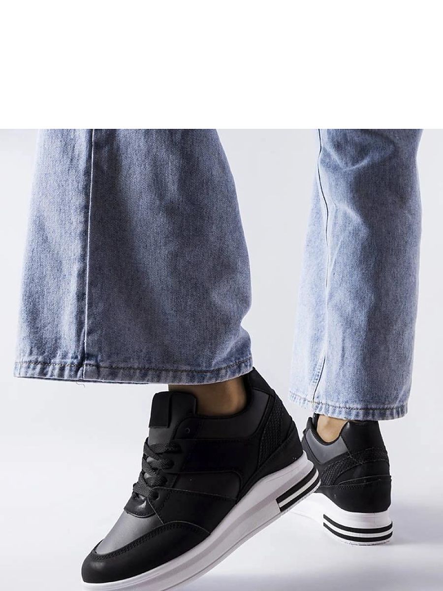 Czarne sneakersy na koturnie CinqMars - Solea - obrazek 4