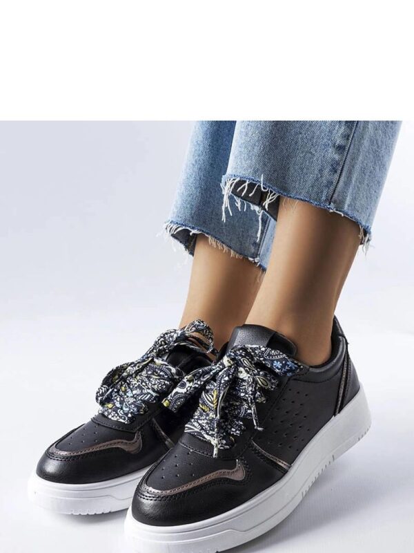 Czarne sneakersy wiązane wstążką Pryor - Solea