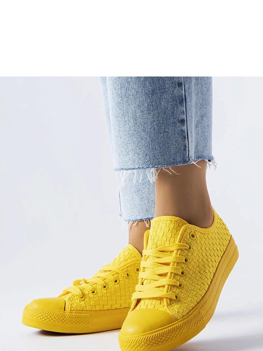 Żółte trampki z tkaniny plecionej Thibodeau - Solea