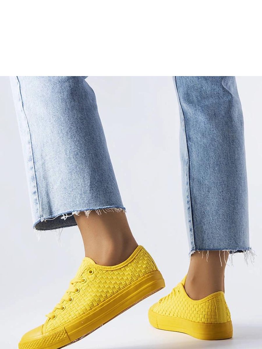 Żółte trampki z tkaniny plecionej Thibodeau - Solea - obrazek 3