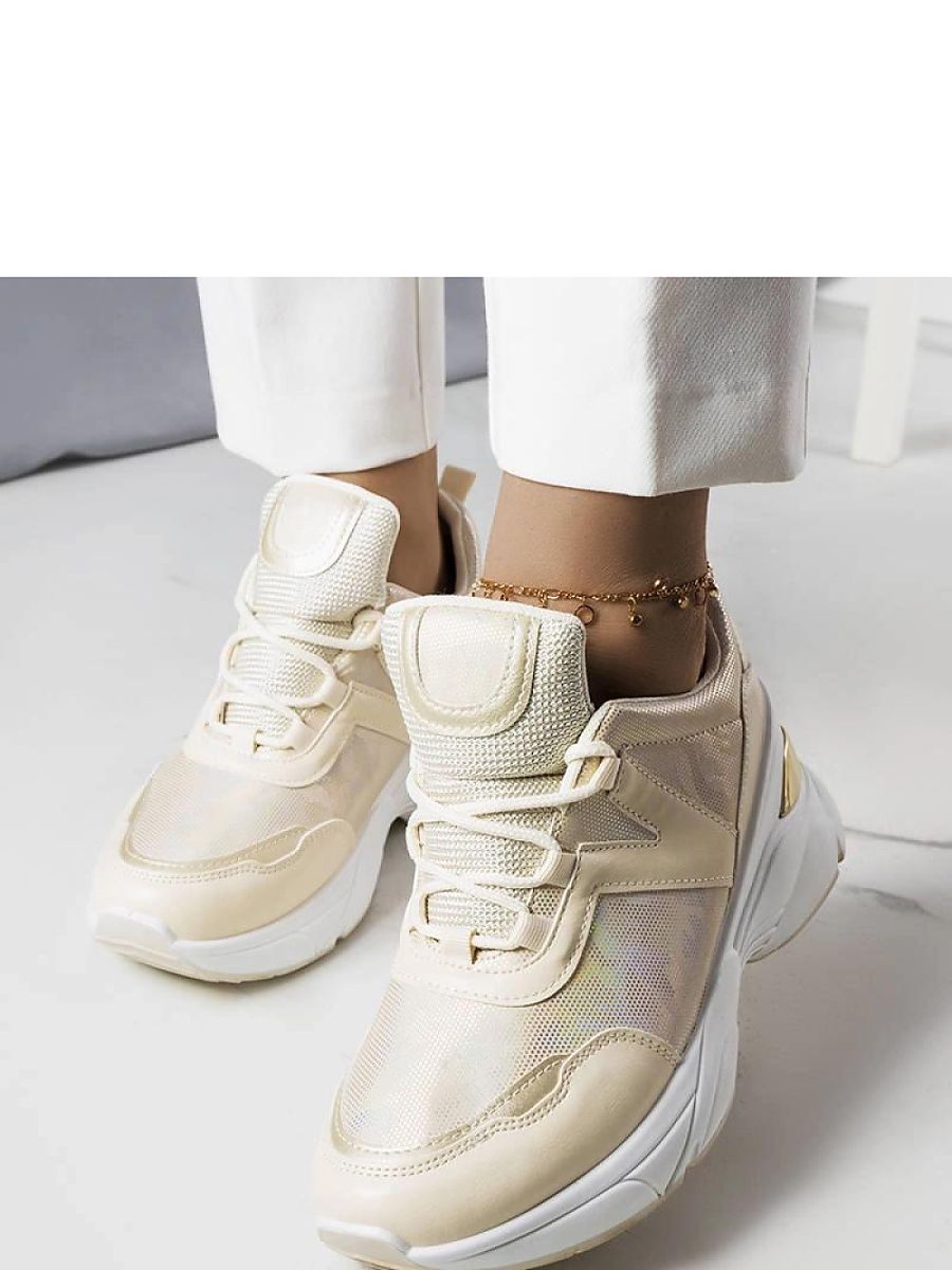 Beżowe sneakersy z metalicznymi wstawkami Ruais - Solea - obrazek 2
