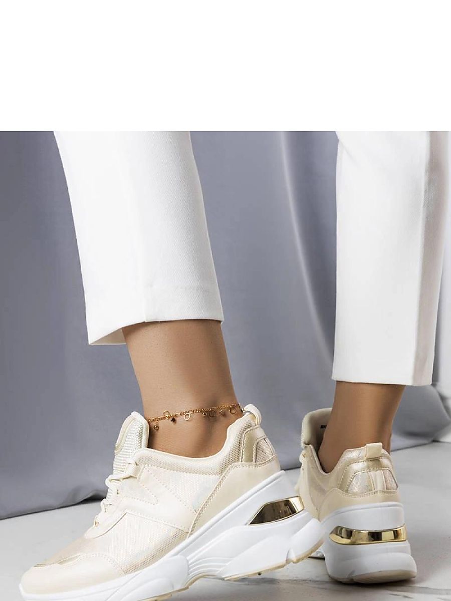 Beżowe sneakersy z metalicznymi wstawkami Ruais - Solea - obrazek 3