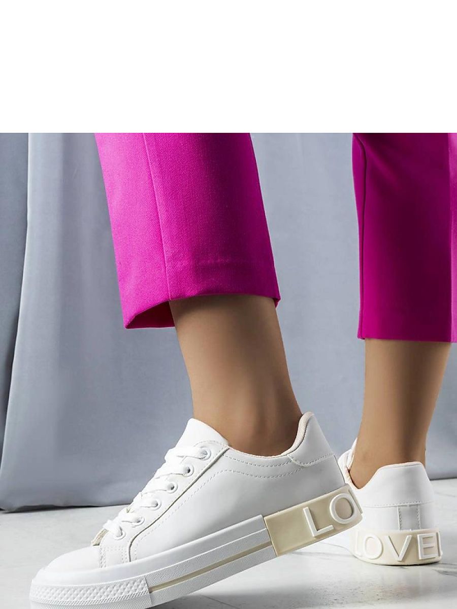 Biało-beżowe tenisówki zdobione napisem Nora - Solea - obrazek 3