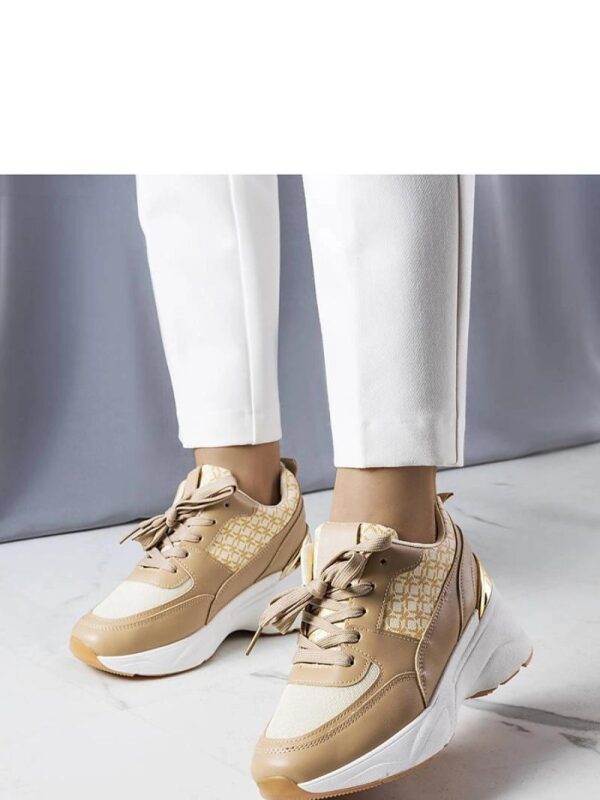 Beżowe sneakersy zdobione monogramem Lora - Solea