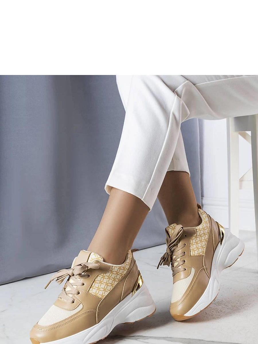 Beżowe sneakersy zdobione monogramem Lora - Solea - obrazek 2