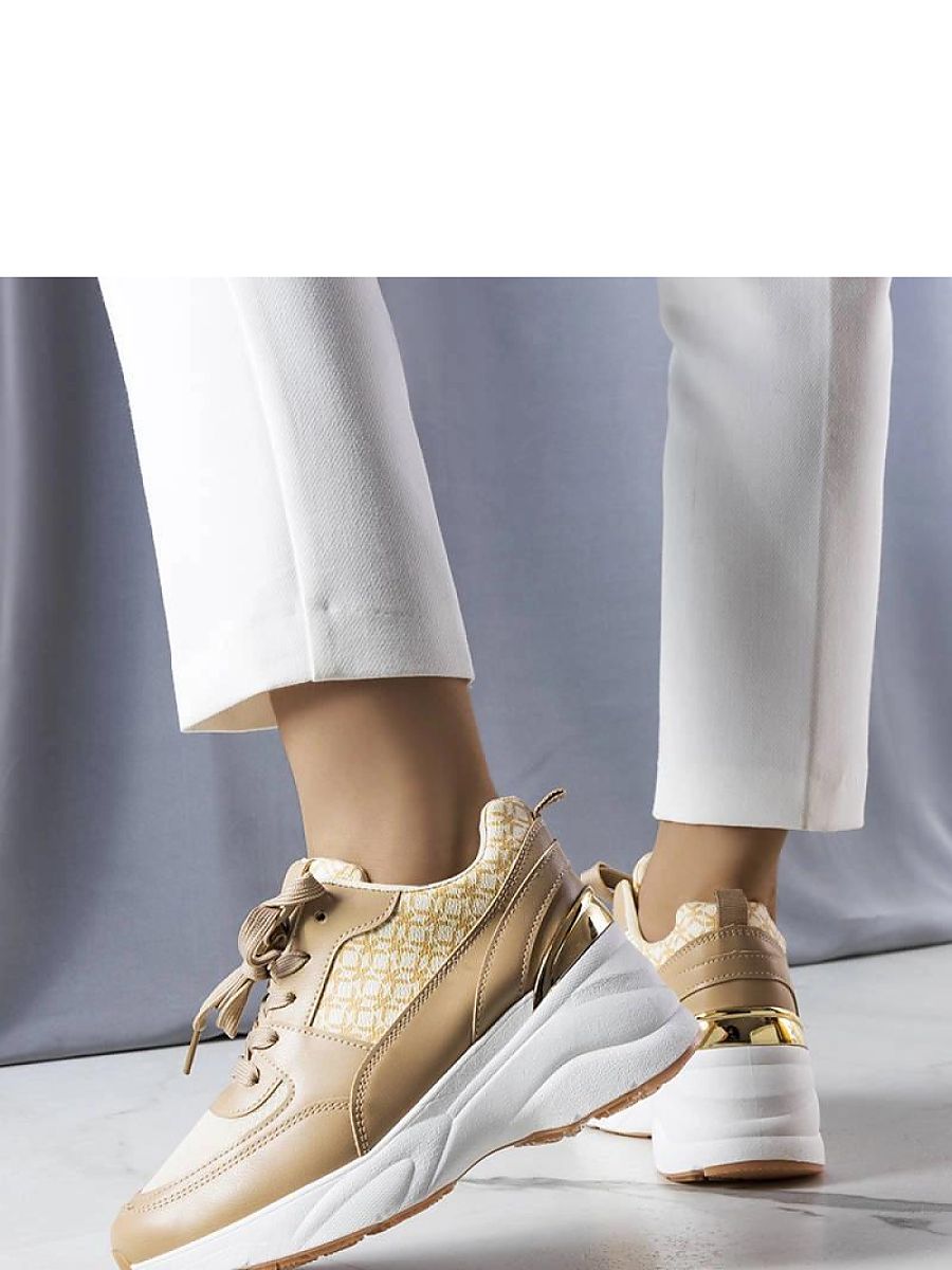 Beżowe sneakersy zdobione monogramem Lora - Solea - obrazek 3