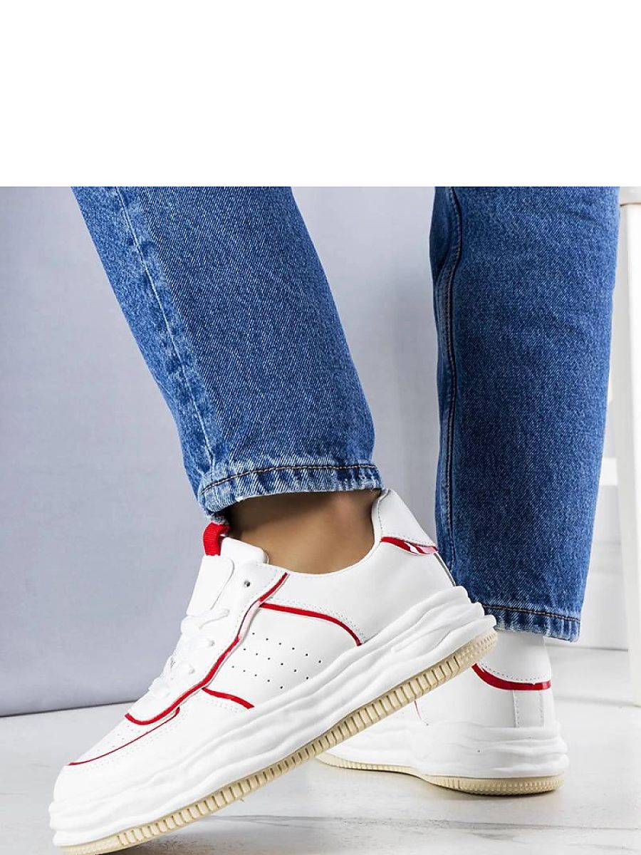 Białe sneakersy z czerwonymi wstawkami Nettie - Solea - obrazek 3