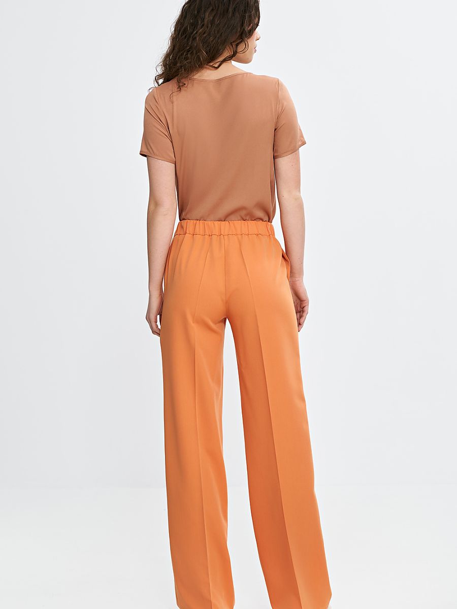 Spodnie wide leg z gumą w pasie SD113 Orange - Nife - obrazek 4