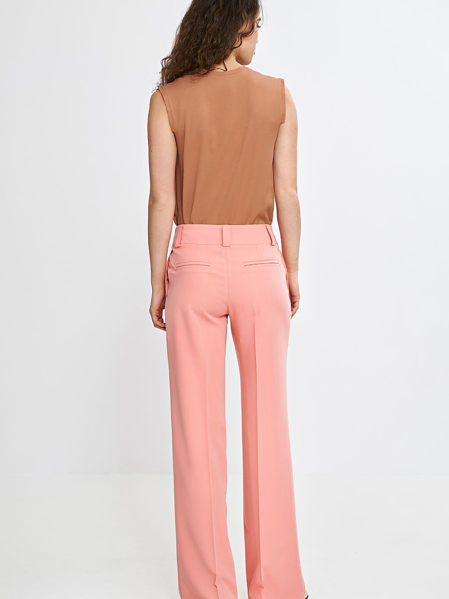 Spodnie wide leg z kantem SD112 Łosoś - Nife - obrazek 4
