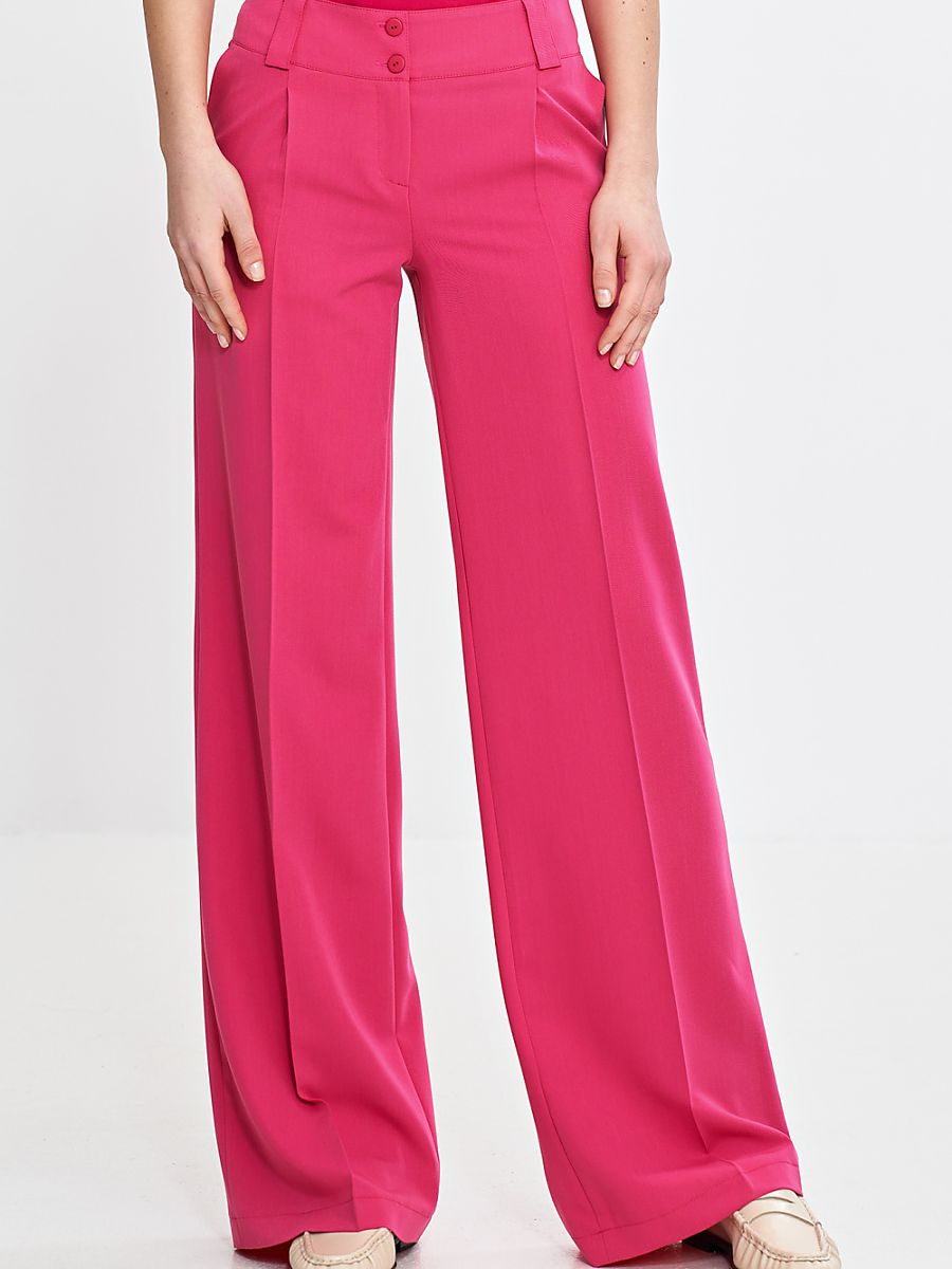 Spodnie wide leg z kantem SD112 Pink - Nife