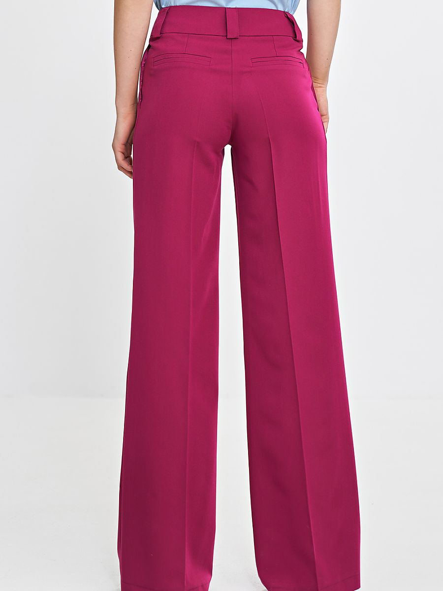 Spodnie wide leg z kantem SD112 Fuksja - Nife - obrazek 4