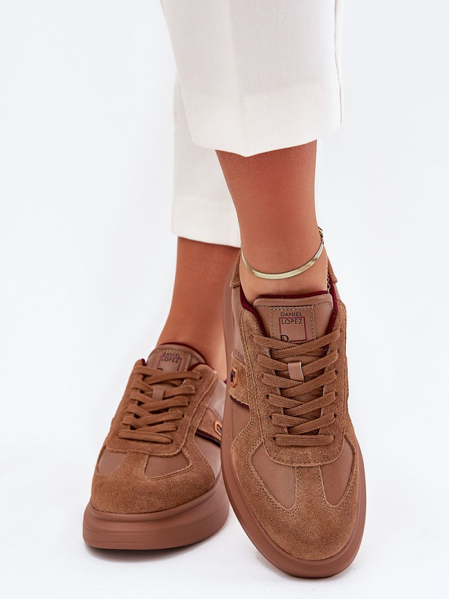Skórzane Damskie Sneakersy Na Platformie Big Star By Daniel Lopez SS2D4005 Brązowe - Step in style