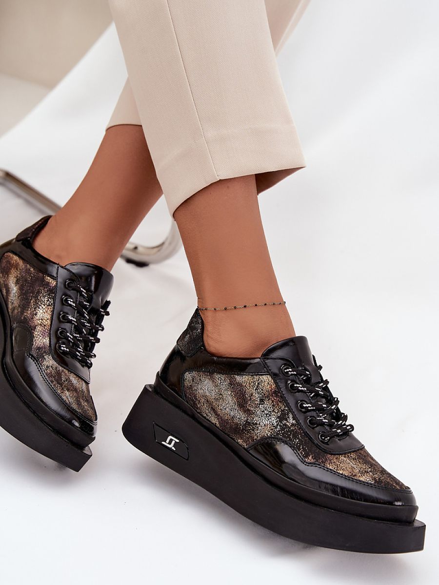 Półbuty Model Artiker 57C2042 Black/Gold - Step in style - obrazek 3