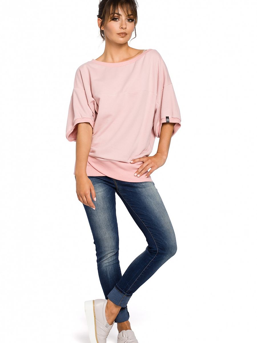 Bluza Damska Model B048 Powder Pink - BeWear - obrazek 2