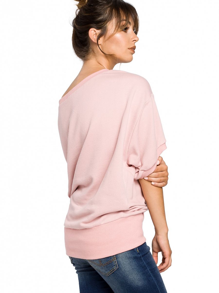 Bluza Damska Model B048 Powder Pink - BeWear - obrazek 3