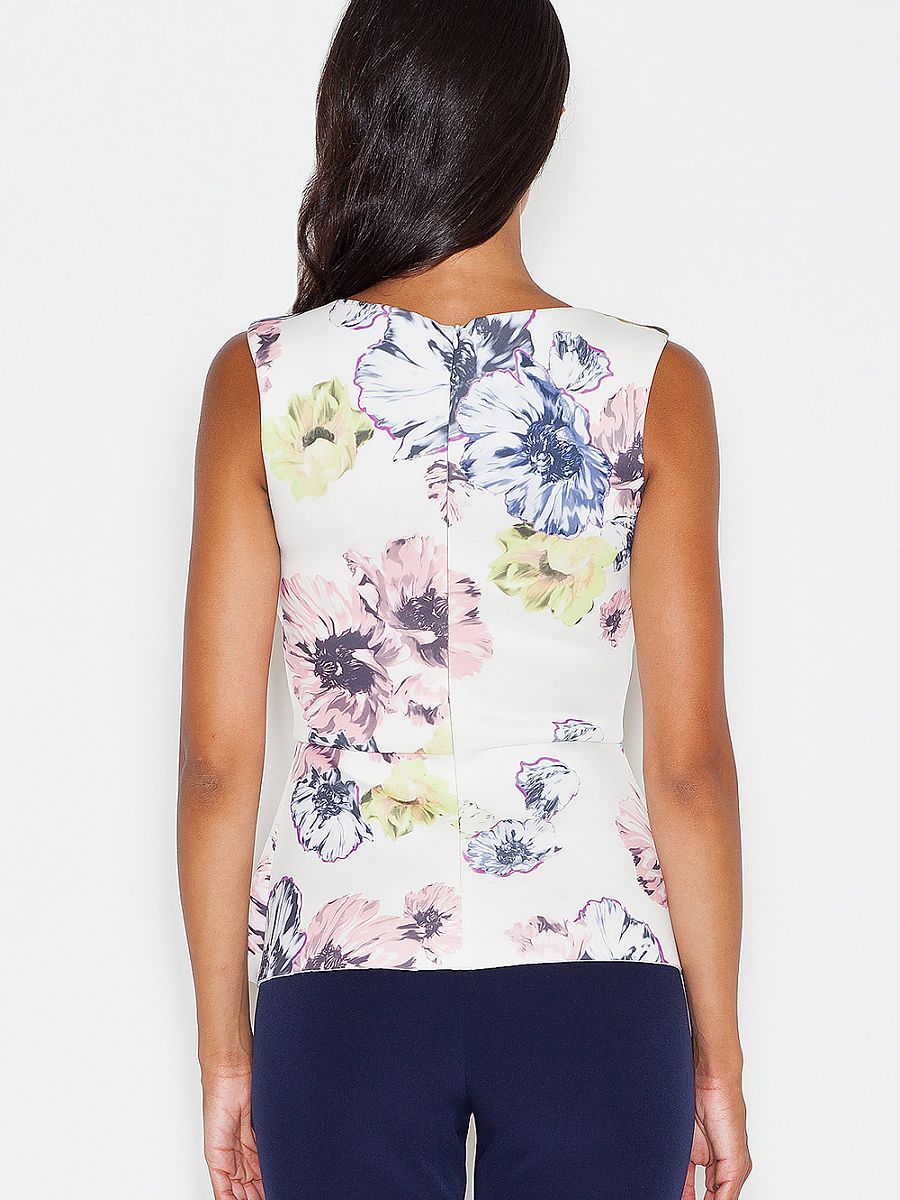 Bluzka Model 382 Ecru/Flowers - Figl - obrazek 3
