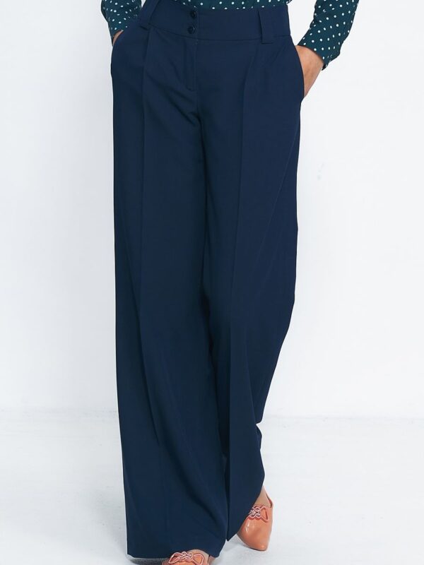 Granatowe spodnie typu wide leg SD81 Navy - Nife